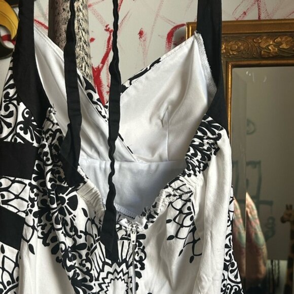 Elegant Black and White Patterned Halter Dress Medium by Majora - Picture 11 of 16